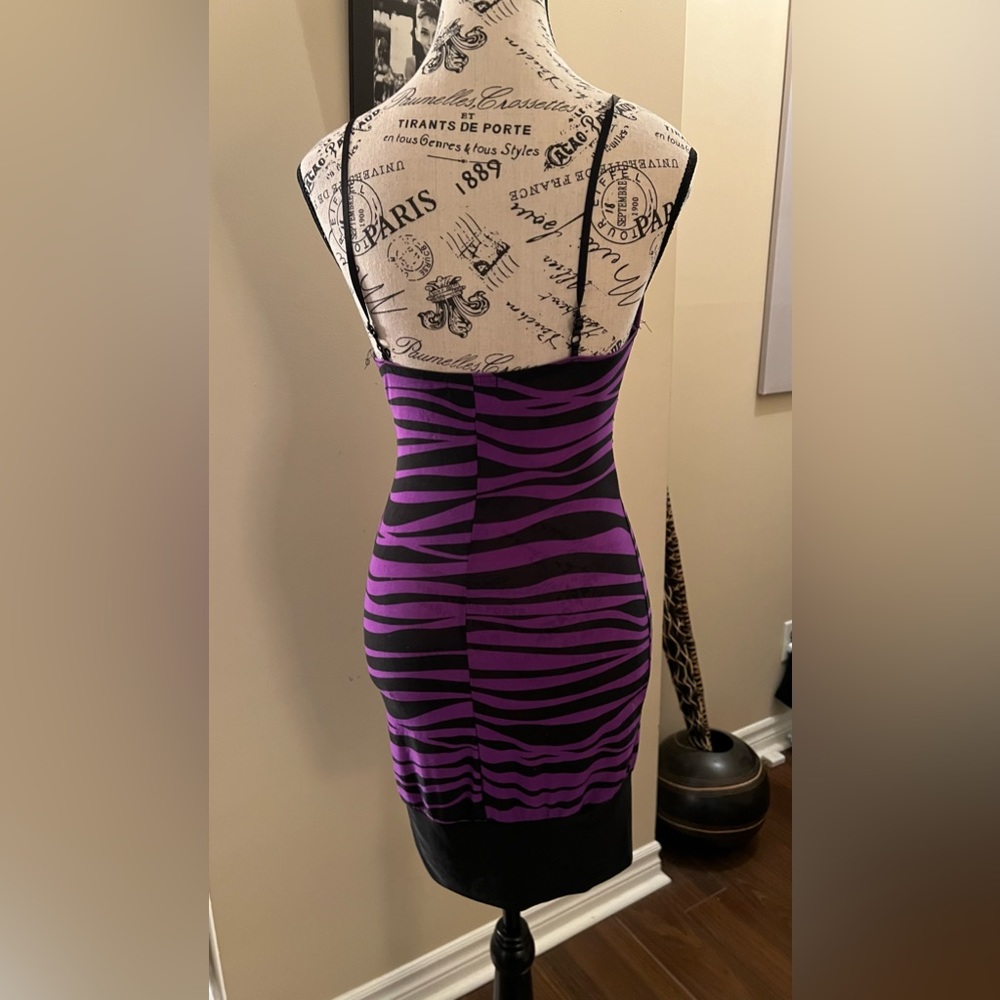 Purple and black zebra print dress size small - Picture 2 of 3